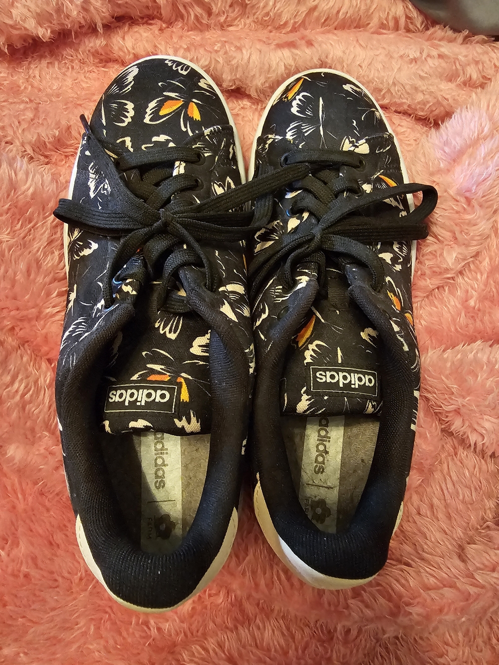 Adidas Black Floral Canvas Sneakers W9.5